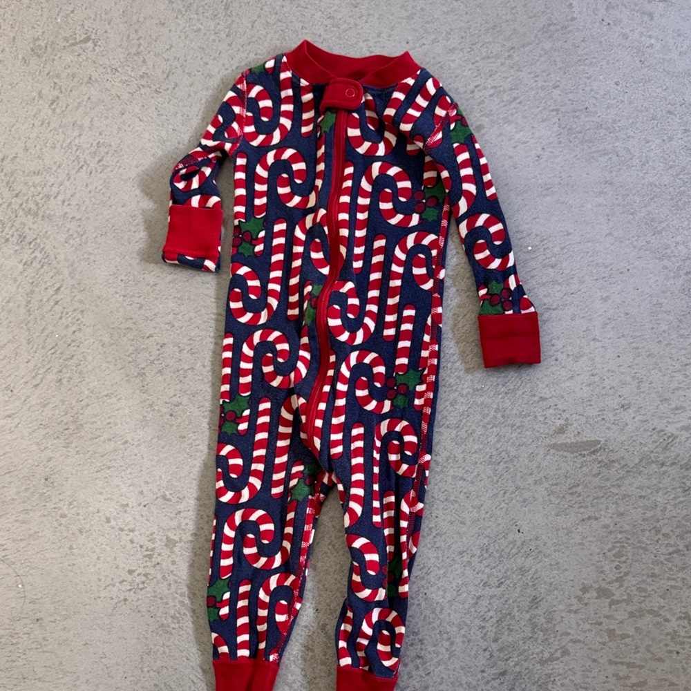 Hanna Andersson Red and Green Candy Cane Footie